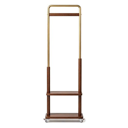 TAITIY Metal & Solid Wood Clothes Rack with Wheels