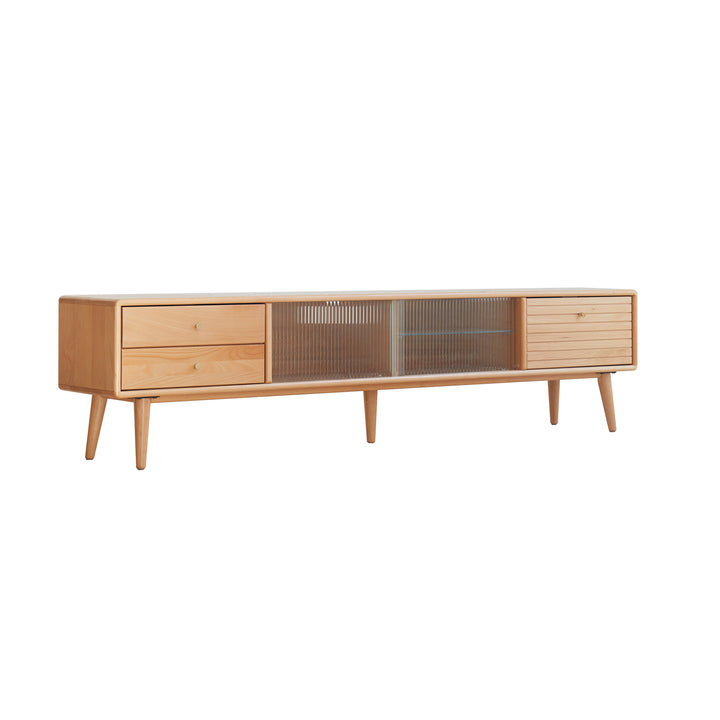 Beech TV Cabinet with Glass Doors