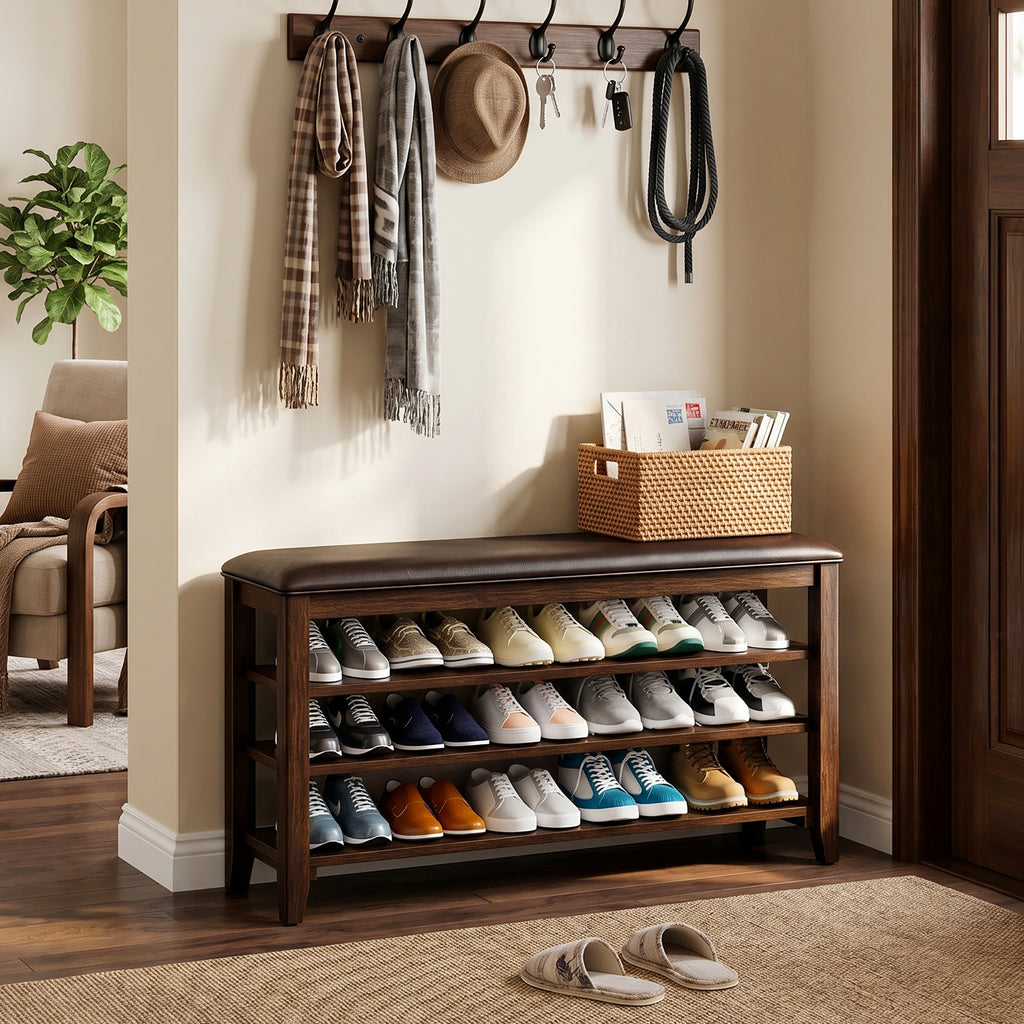 Shoe Rack Bench Short Taitiy Shoe Rack Bench | Solid Rubberwood Entryway Storage – TAITIY