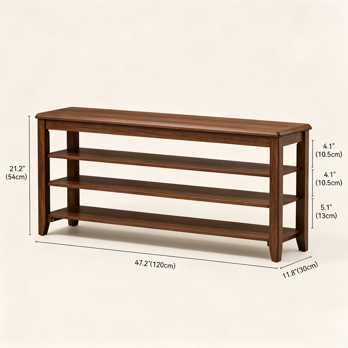 Solid Wood Shoe Bench Multi-tier Shoe Rack Walnut dimensions