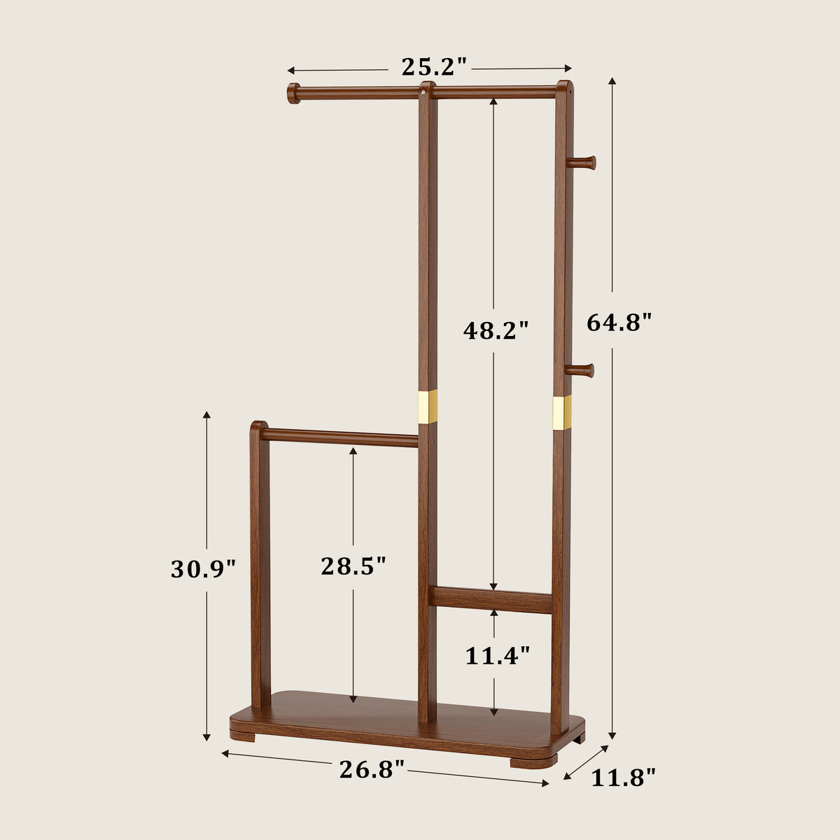 Coat Rack — Double Hanging Rods dimensions