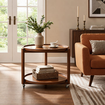 Taitiy Rolling Side Table with Wheels-21.7"D