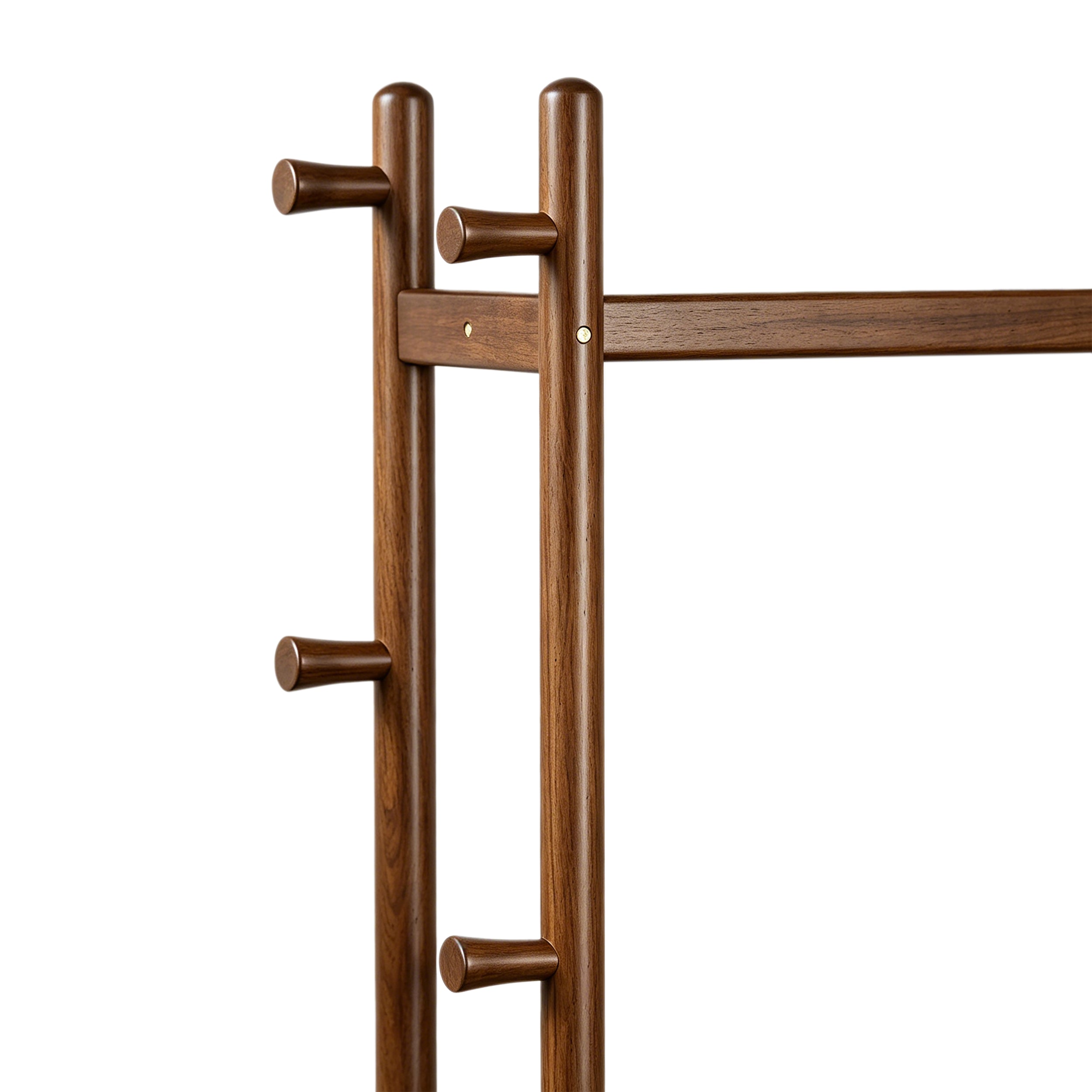 TAITIY Solid Wood Rack on Wheels, 2 Shelves & 5 Hooks,