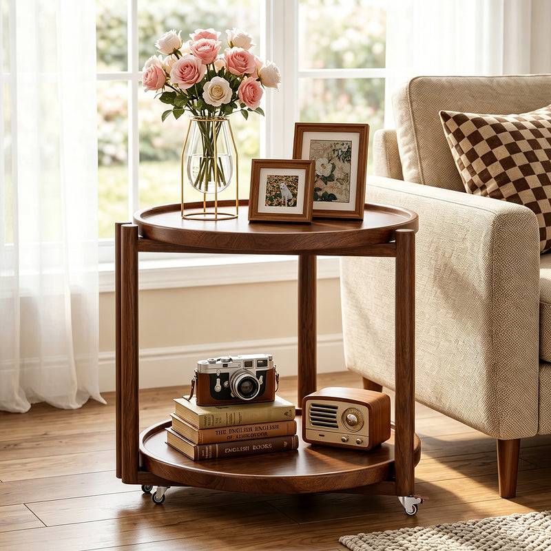 Taitiy Rolling Side Table with Wheels