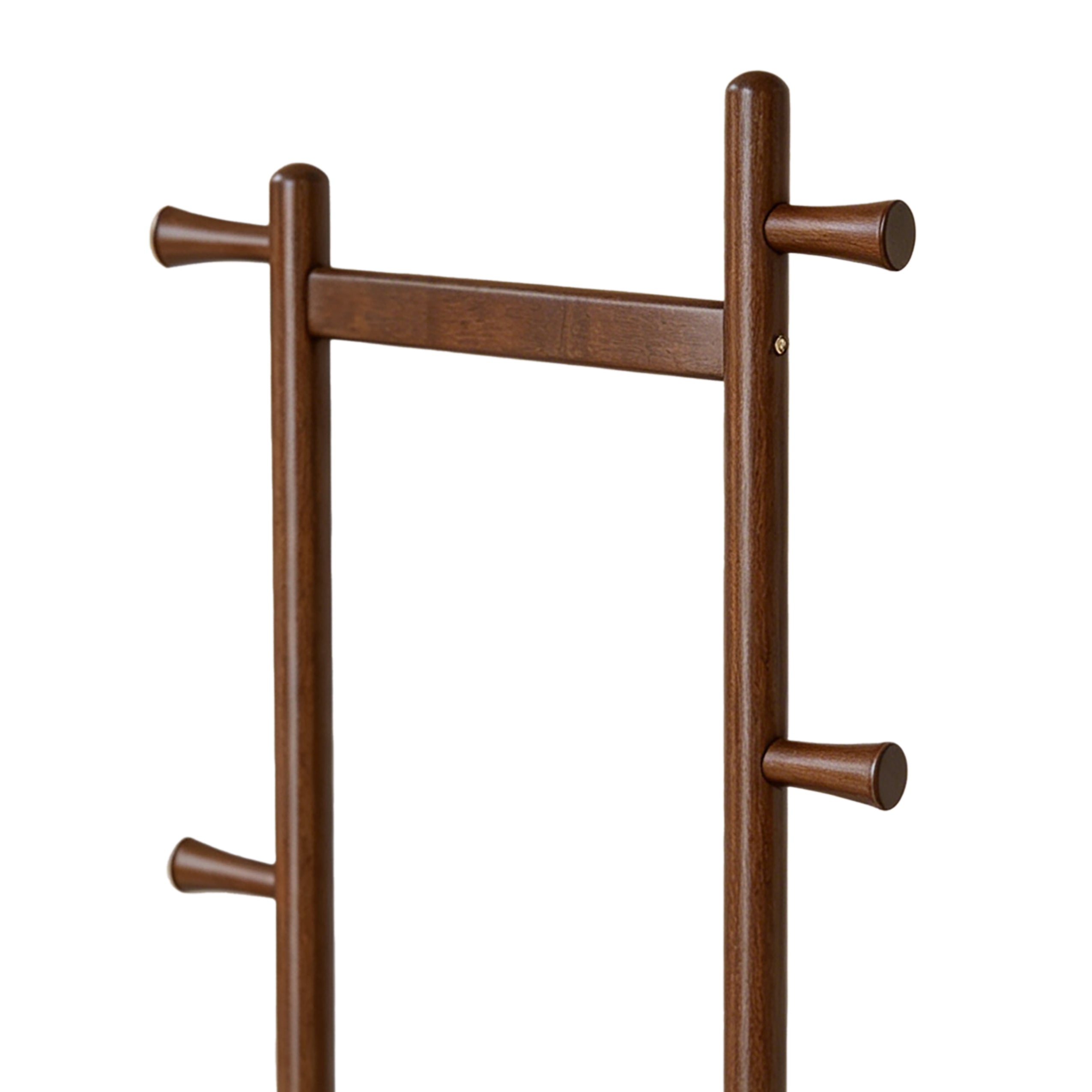 TAITIY Solid Wood Clothes Rack with Storage Basket & 5 Hooks