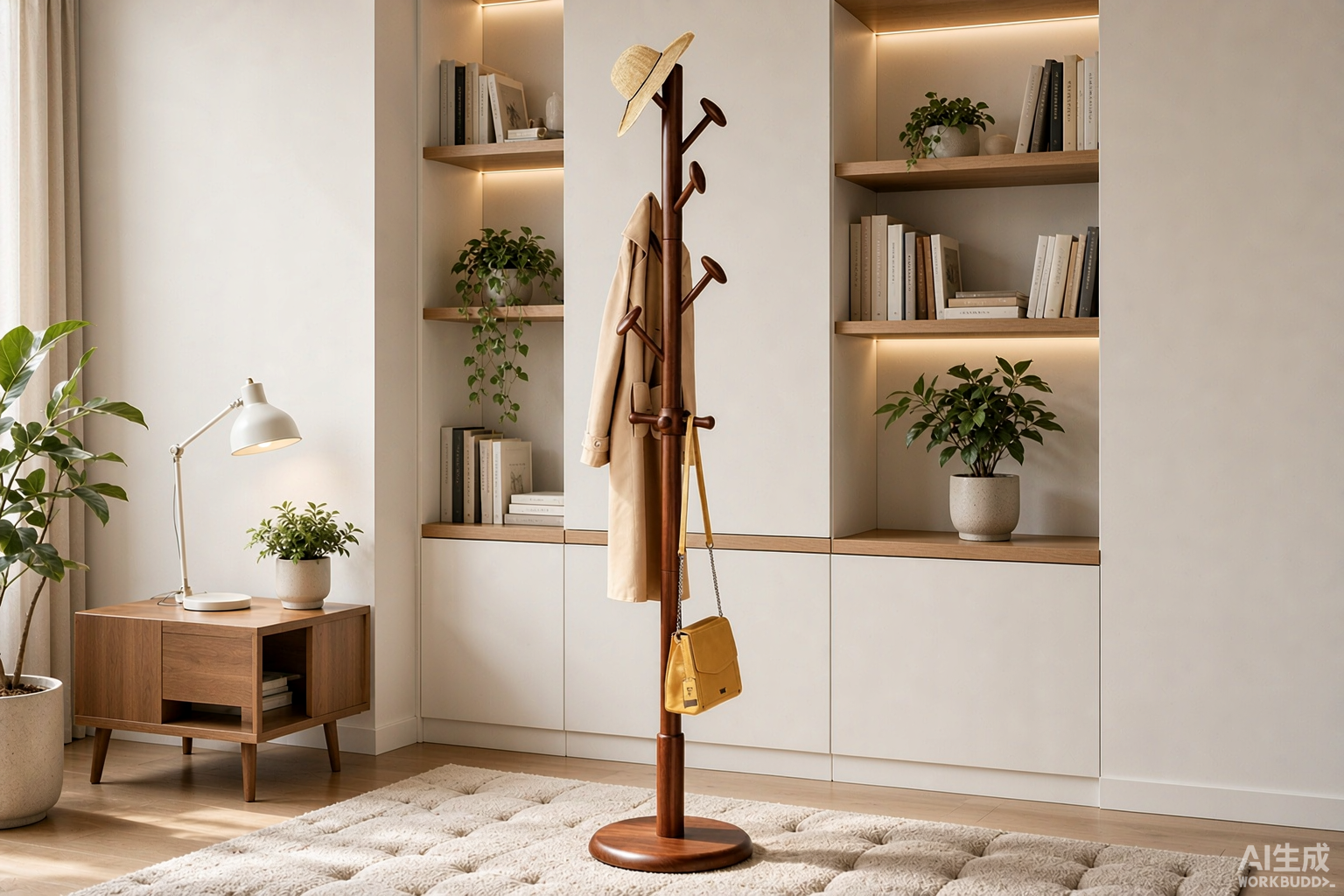 Perchero Taitiy de madera maciza forma árbol – 10 ganchos, de pie