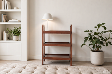 Walnut 3-Tier Oak Shoe Storage Bench