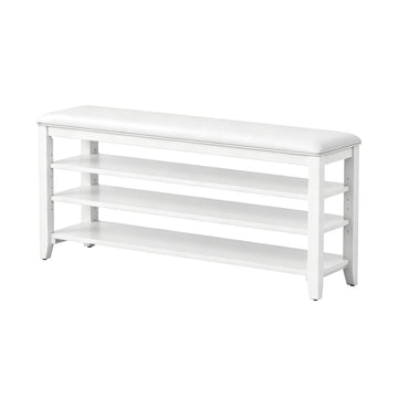Taitiy | Multi-Tier Solid Wood Entryway Shoe Bench in White