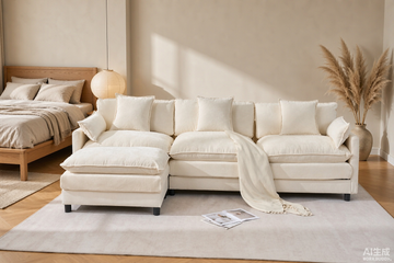 Sectional Sofa with Ottoman, 4-Seat