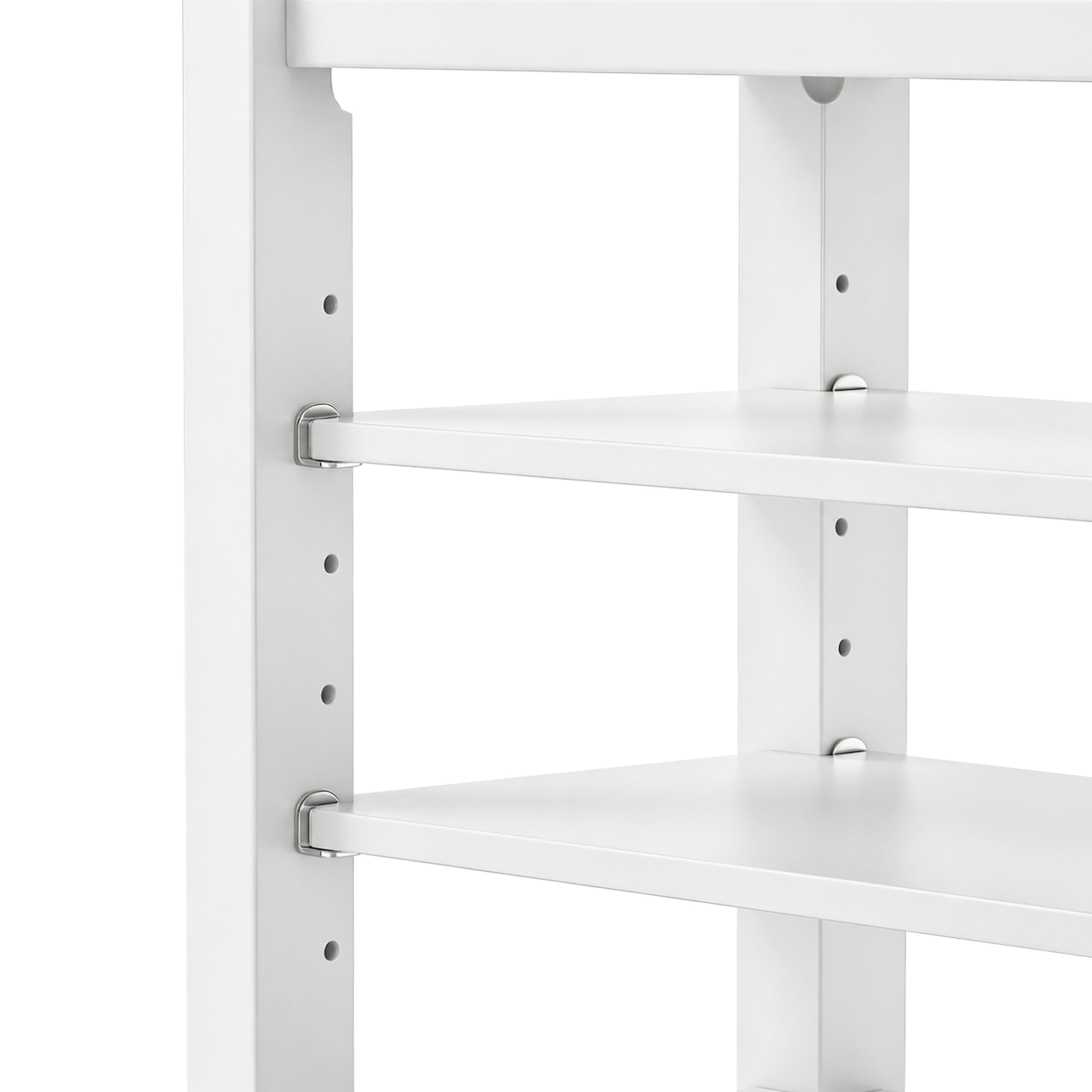 Entryway Solid Wood Shoe Storage Bench Multi-tier Shoe Rack White