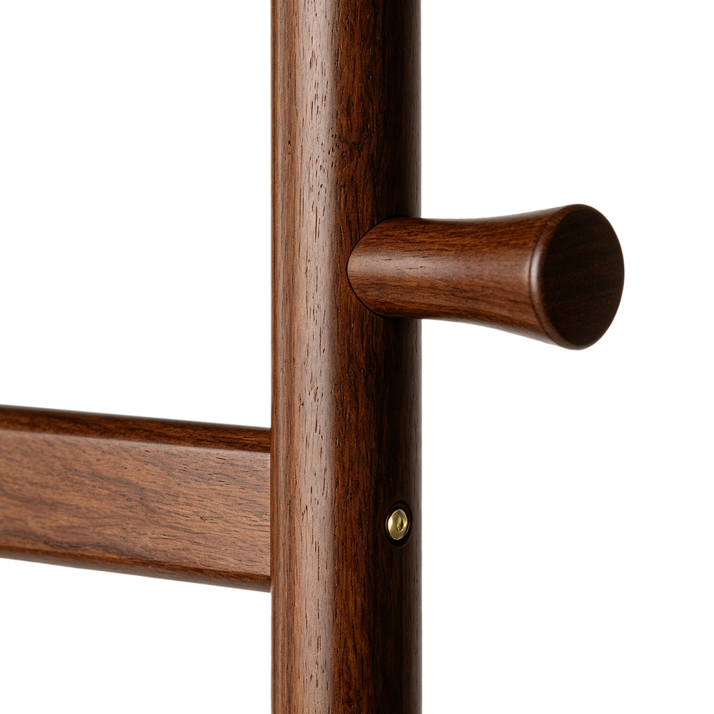 TAITIY Solid Wood Clothes Rack with Storage Basket & 5 Hooks