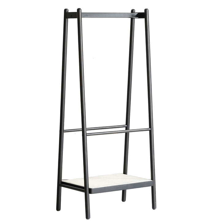 Black Oak Clothes Rack with Shelves