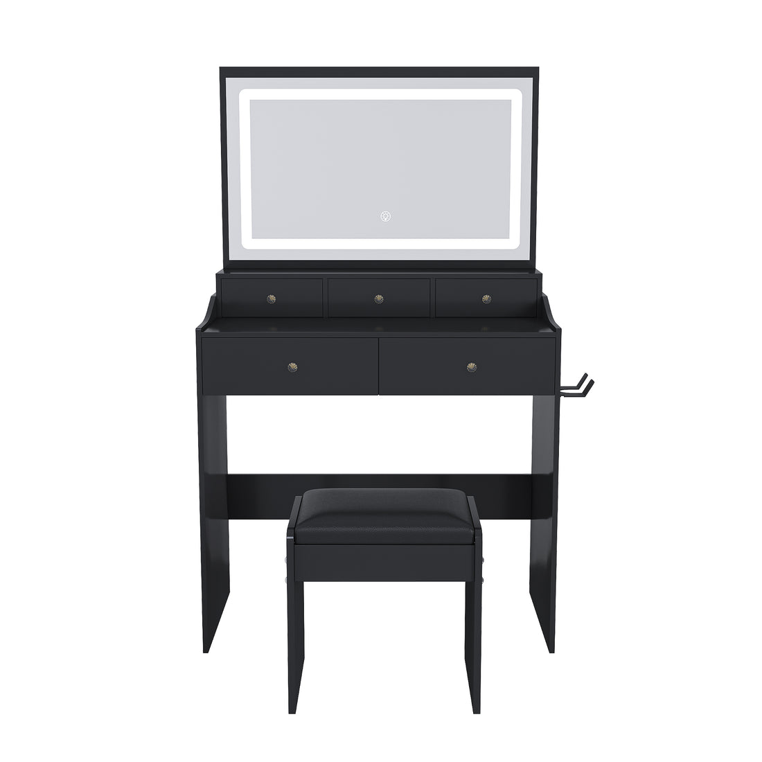 Vanity Desk with LED Mirror — Black