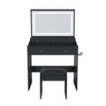 Vanity Desk with LED Mirror — Black
