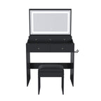 Vanity Desk with LED Mirror — Black