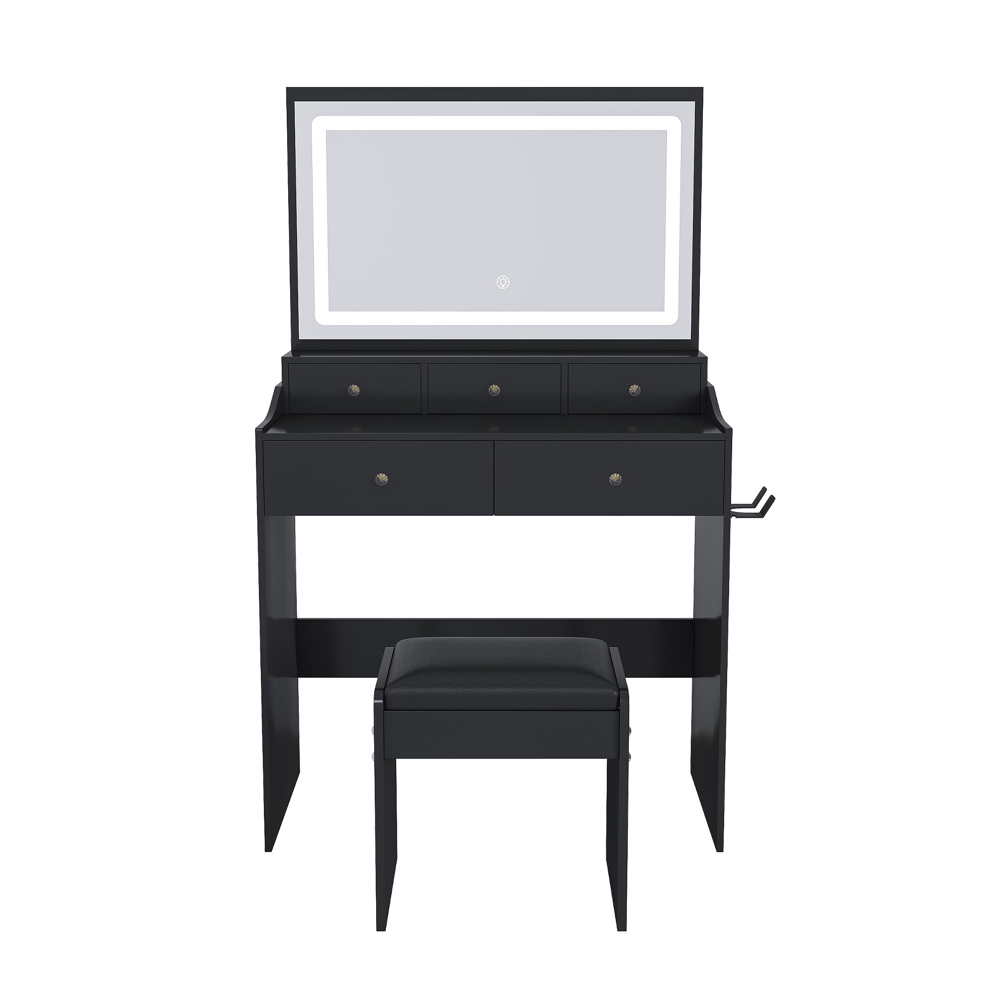 Vanity Desk with LED Mirror — Black