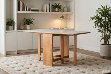 Solid Oak Extending Dining Table with Rock Slab Top – 4-6 Seats