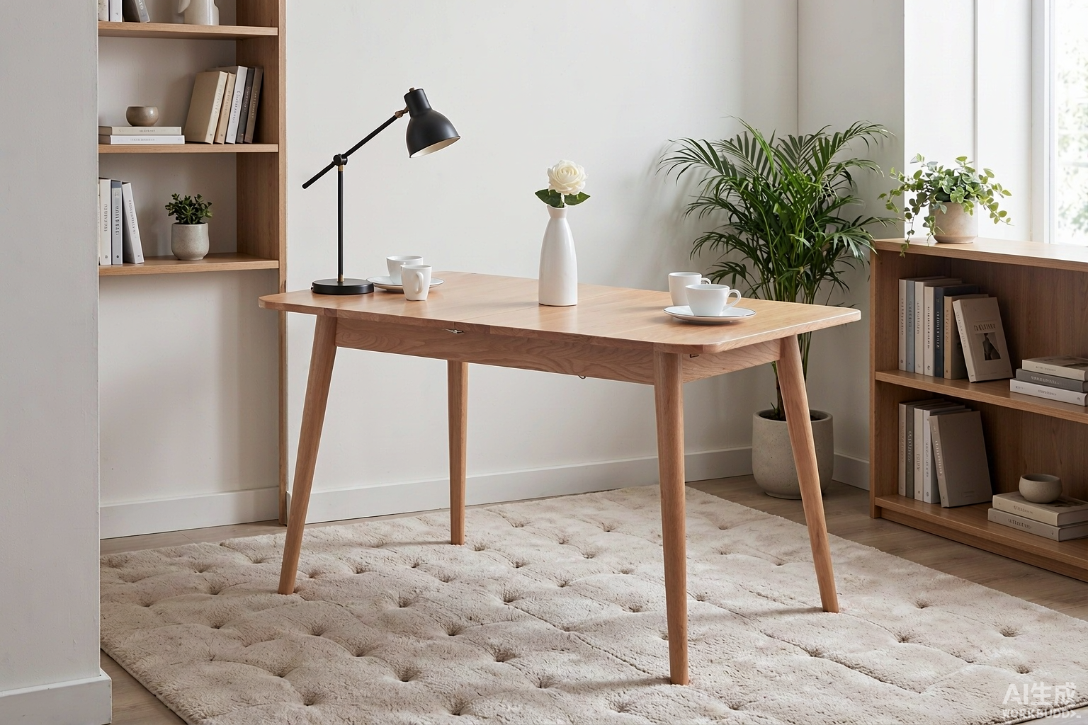 Solid Oak Telescopic Dining Table – 6-8 Seats, 47.2-63.0 in