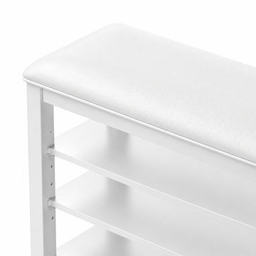 Taitiy | Multi-Tier Solid Wood Entryway Shoe Bench in White