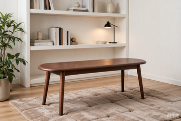 Walnut Oak Dining Bench – Half-Round Design