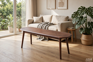 Walnut Oak Dining Bench – Half-Round Design