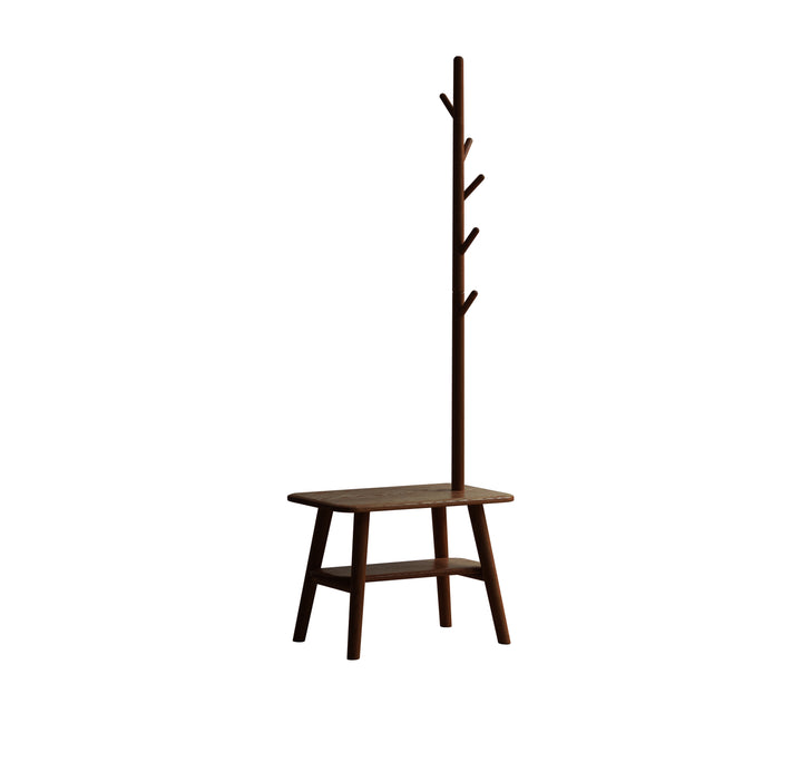 Walnut Shoe Stool Bench with Cloth Hanger
