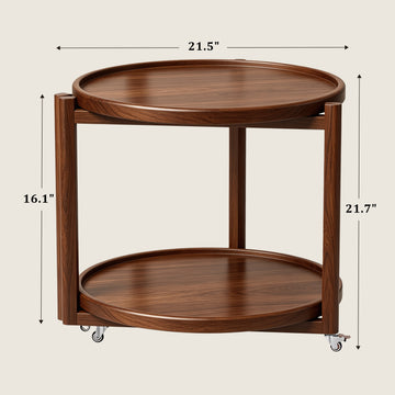 Taitiy Rolling Side Table with Wheels-21.7"D
