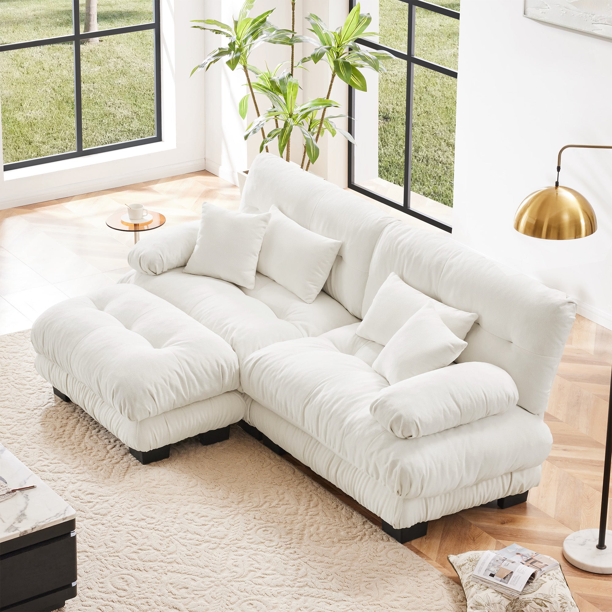 Sofa with Convertible Ottoman, 2-Seat