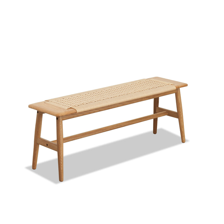 Woven Oak Dining Bench with Cane Seat