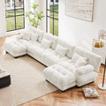 Cloud 4-Seat Sofa with 2 Ottomans — White Chenille