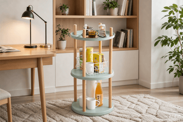 Blue 3-Tier Rotating Bookshelf – 360° - TAITIY