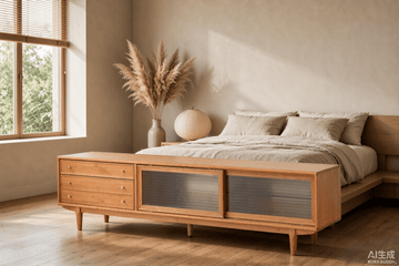 Cherry Wood TV Cabinet with Glass Doors - TAITIY