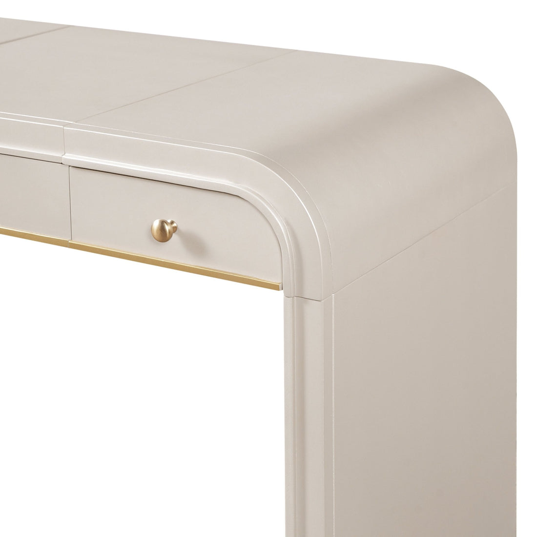 Classic Wood Vanity Desk with Flip Mirror, 3 - in - 1 Dressing Table with 2 Drawers and Storage Space for Bedroom, Champagne - TAITIY
