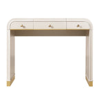 Classic Wood Vanity Desk with Flip Mirror, 3 - in - 1 Dressing Table with 2 Drawers and Storage Space for Bedroom, Champagne - TAITIY