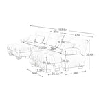 Cloud 3 - Seat Sofa with 2 Ottomans — White Chenille - TAITIY