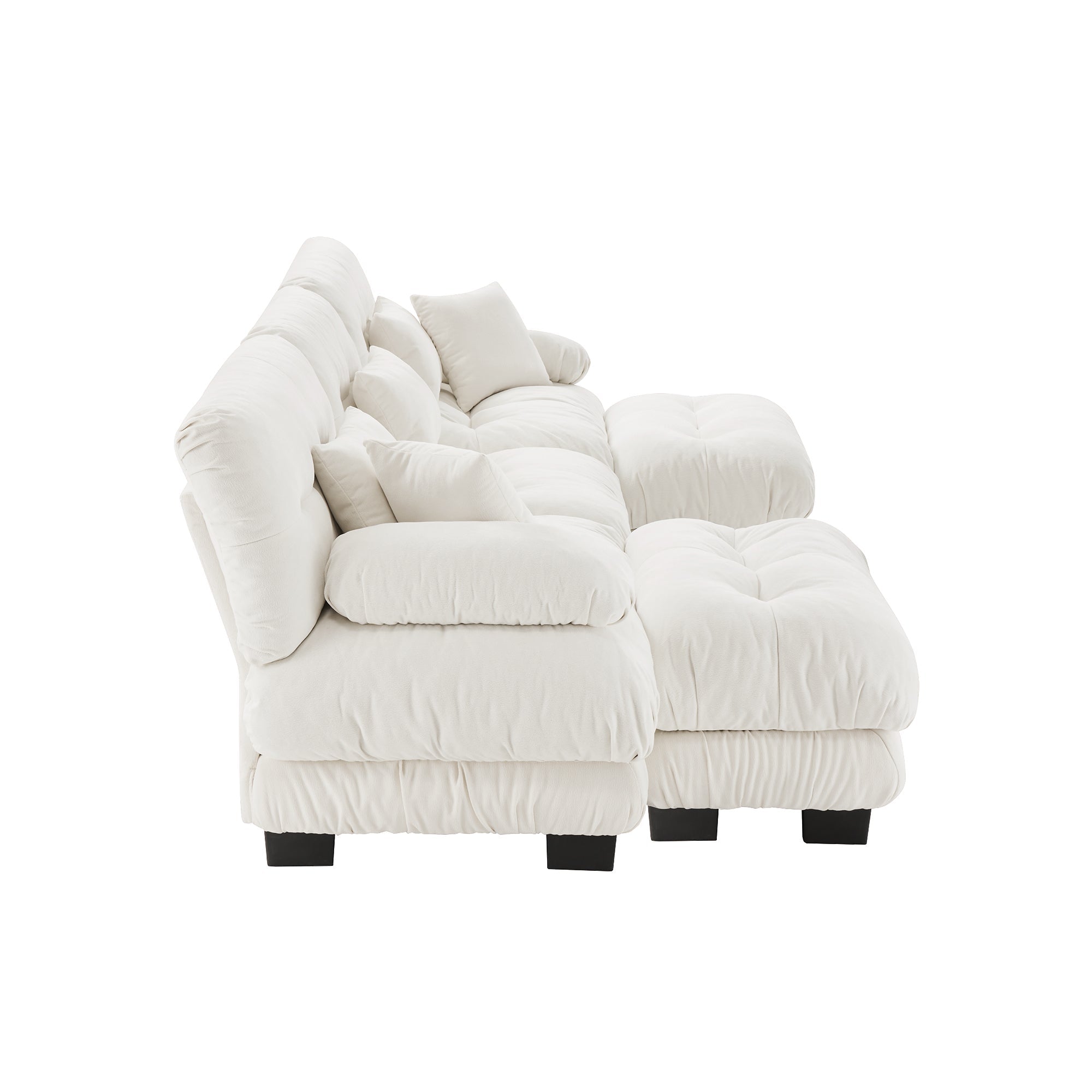 Cloud 3 - Seat Sofa with 2 Ottomans — White Chenille - TAITIY