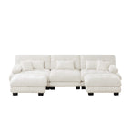 Cloud 3 - Seat Sofa with 2 Ottomans — White Chenille - TAITIY