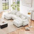 Cloud 3 - Seat Sofa with 2 Ottomans — White Chenille - TAITIY