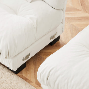 Cloud 3-Seat Sofa with 2 Ottomans — White Chenille - TAITIY