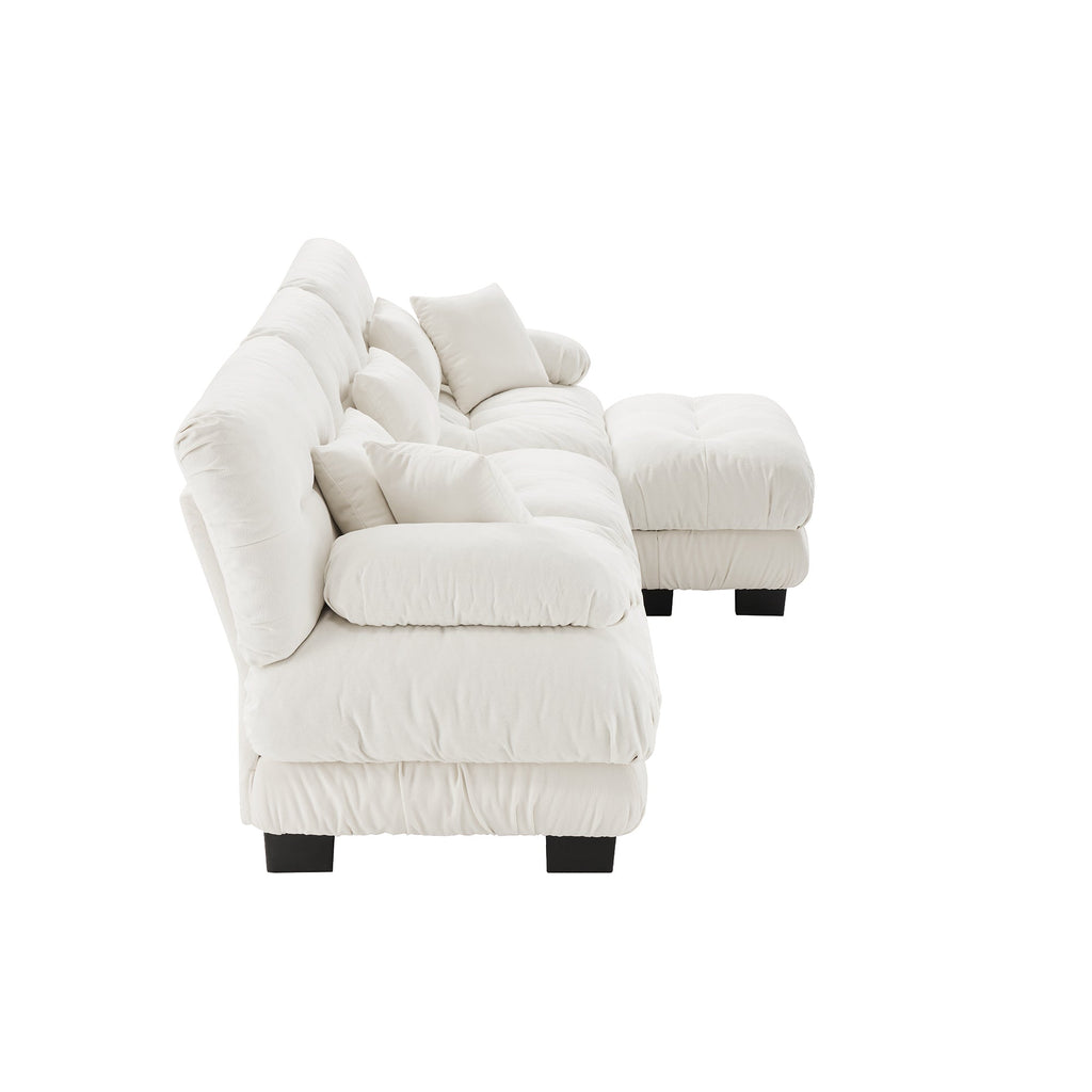 Cloud 3 - Seat Sofa with Ottoman — White Chenille - TAITIY
