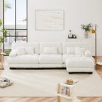 Cloud 3 - Seat Sofa with Ottoman — White Chenille - TAITIY