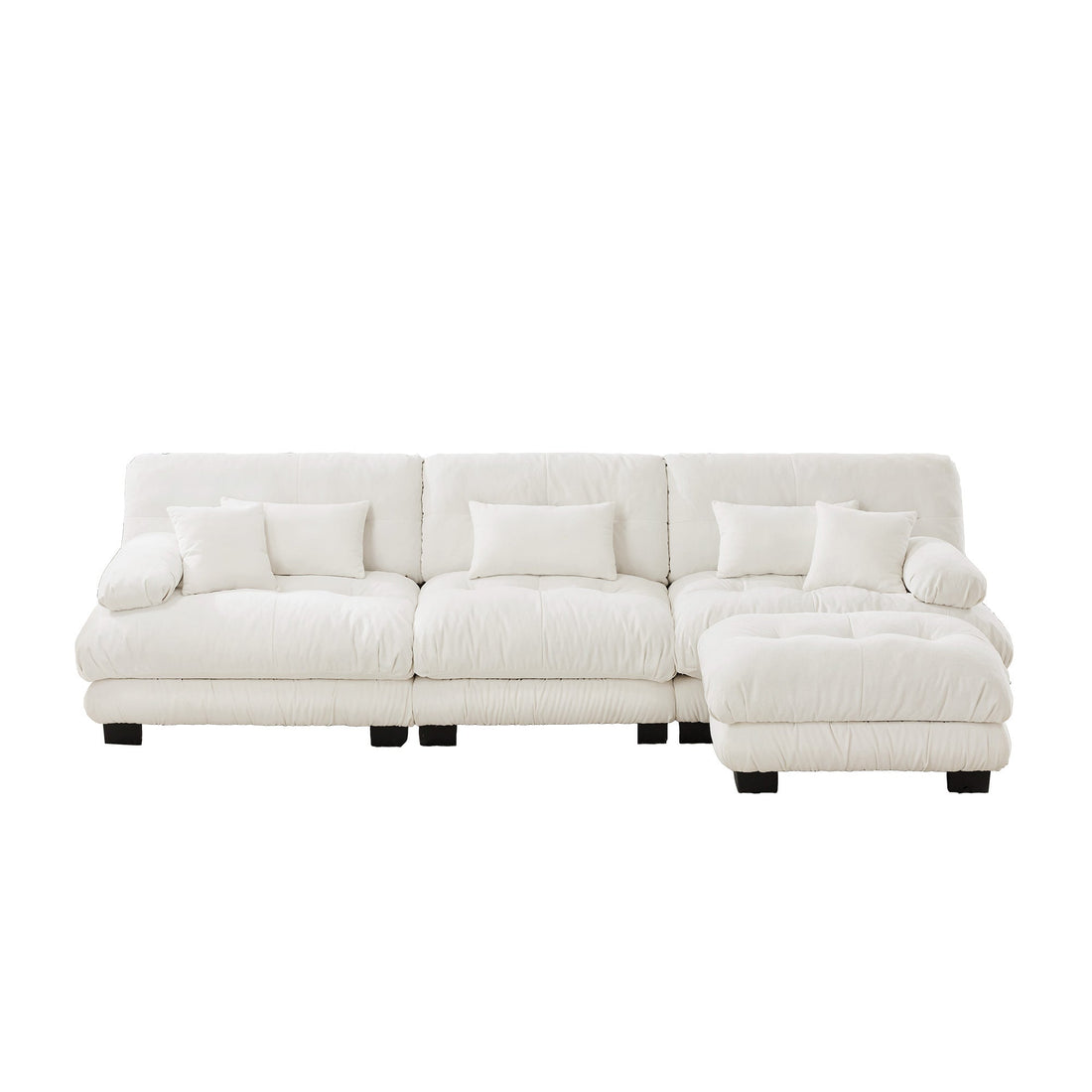 Cloud 3 - Seat Sofa with Ottoman — White Chenille - TAITIY