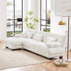 Cloud 3 - Seat Sofa with Ottoman — White Chenille - TAITIY