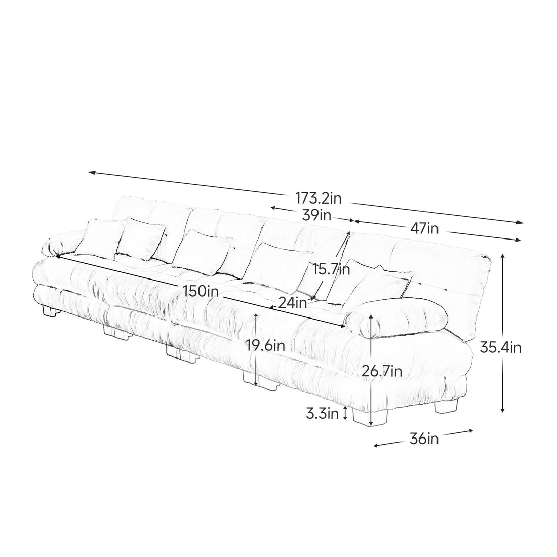 Cloud 4 - Seat Sofa — White Chenille, Modular - TAITIY