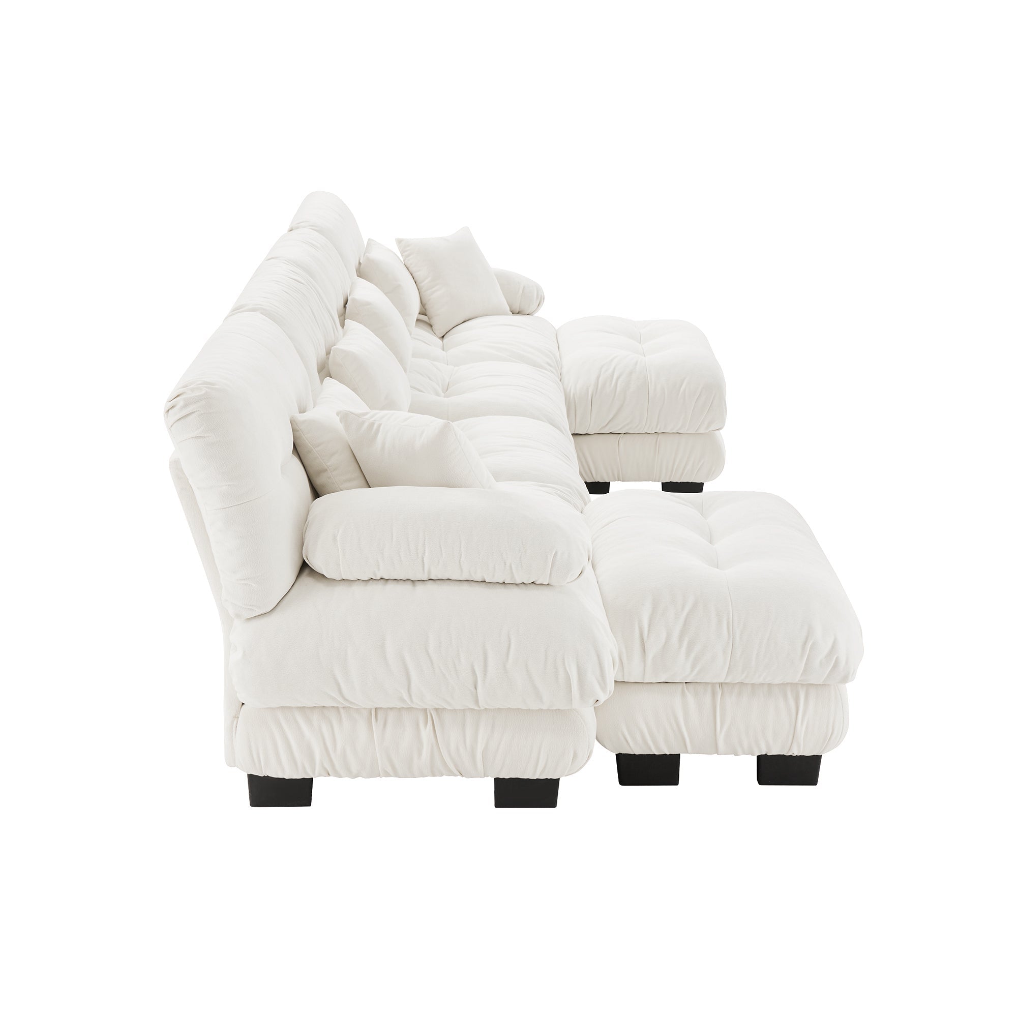 Cloud 4 - Seat Sofa with 2 Ottomans — White Chenille - TAITIY