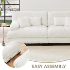 Cloud 4 - Seat Sofa with 2 Ottomans — White Chenille - TAITIY