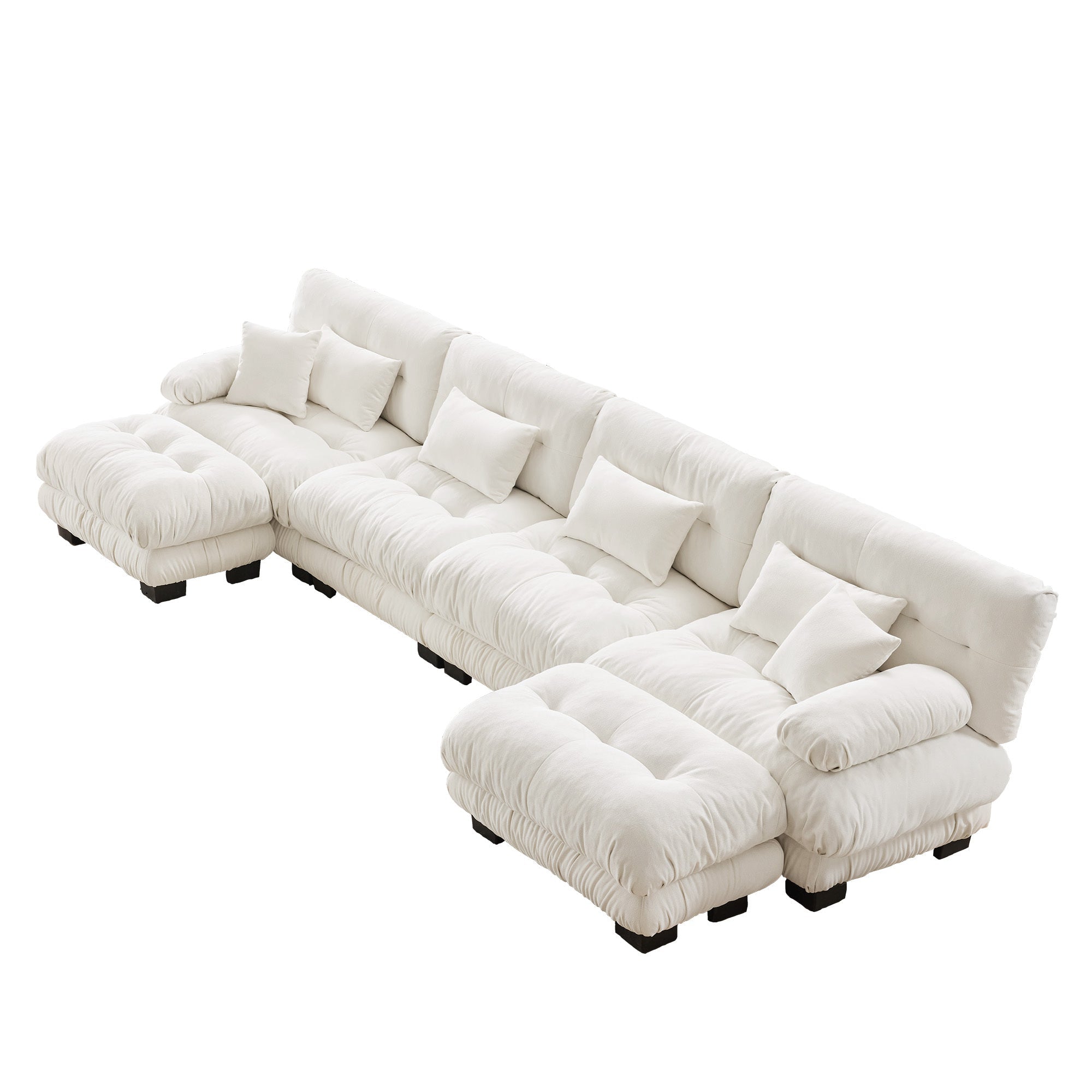 Cloud 4 - Seat Sofa with 2 Ottomans — White Chenille - TAITIY