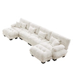 Cloud 4 - Seat Sofa with 2 Ottomans — White Chenille - TAITIY