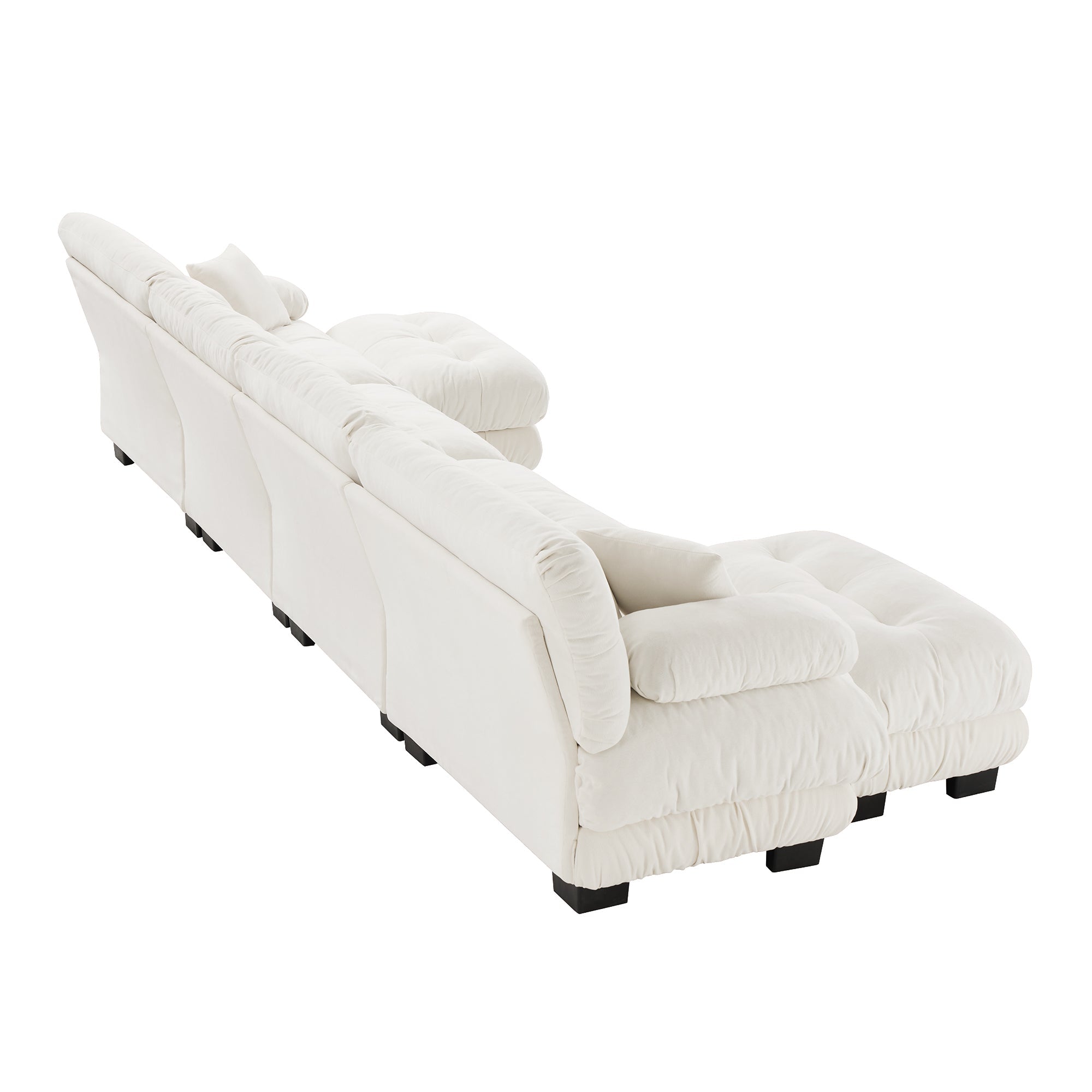 Cloud 4 - Seat Sofa with 2 Ottomans — White Chenille - TAITIY