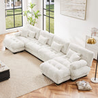 Cloud 4 - Seat Sofa with 2 Ottomans — White Chenille - TAITIY